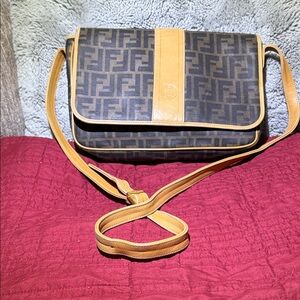 FENDI Vintage Zucca Logo Flap Crossbody Bag